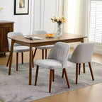Set di 2 sedie da pranzo imbottite con schienale, sedia laterale in tessuto con gambe in legno per sala da pranzo, cucina, ristorante
