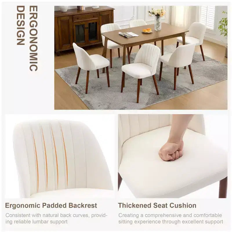 Upholstered Dining Chairs Set of 2 with Back, Fabric Side Chair with Wood Legs for Dining Room, Kitchen, Restaurant