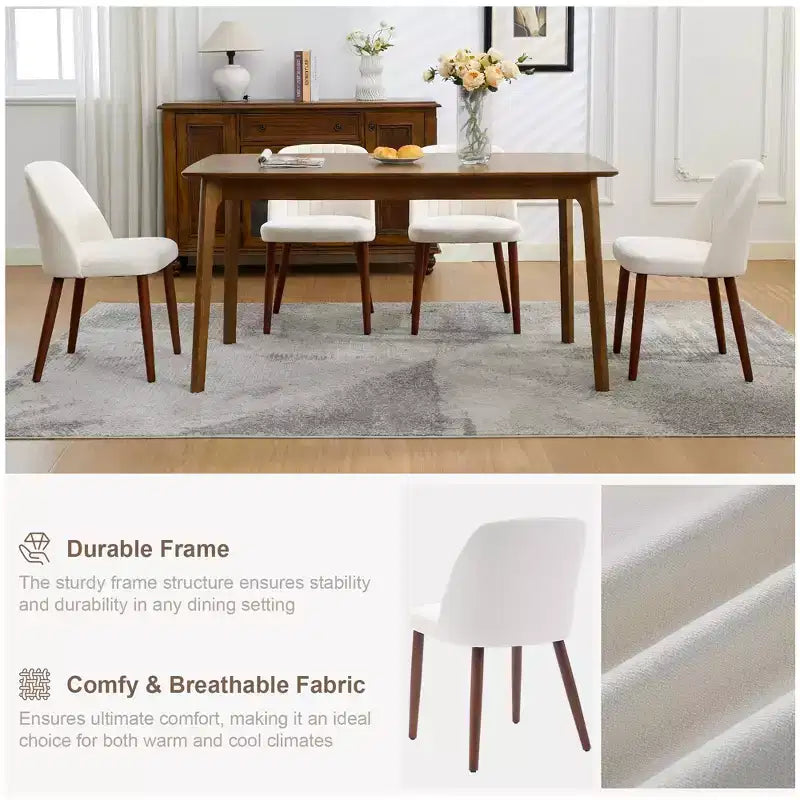 Set di 2 sedie da pranzo imbottite con schienale, sedia laterale in tessuto con gambe in legno per sala da pranzo, cucina, ristorante