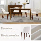 Set di 2 sedie da pranzo imbottite con schienale, sedia laterale in tessuto con gambe in legno per sala da pranzo, cucina, ristorante