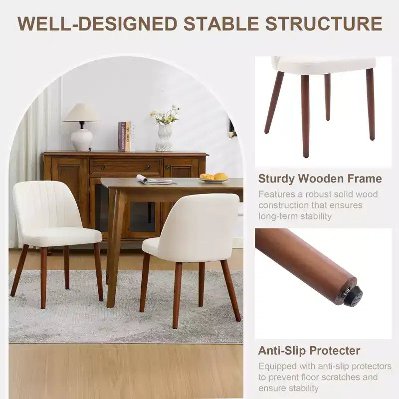 Set di 2 sedie da pranzo imbottite con schienale, sedia laterale in tessuto con gambe in legno per sala da pranzo, cucina, ristorante