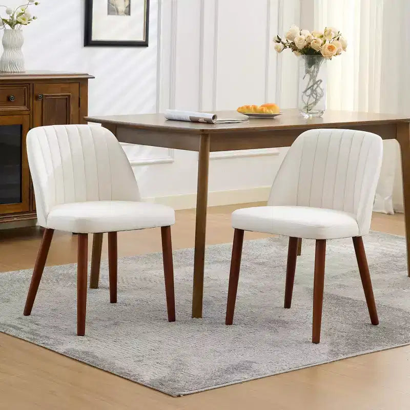 Upholstered Dining Chairs Set of 2 with Back, Fabric Side Chair with Wood Legs for Dining Room, Kitchen, Restaurant