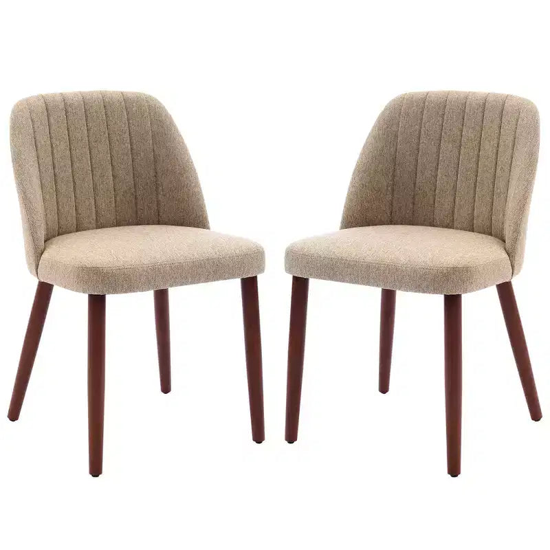 Upholstered Dining Chairs Set of 2 with Back, Fabric Side Chair with Wood Legs for Dining Room, Kitchen, Restaurant