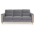 Divano moderno imbottito, divano a 3 posti con tasca laterale, struttura in legno, divanetto imbottito moderno di metà secolo per soggiorno, camera da letto, ufficio, grigio