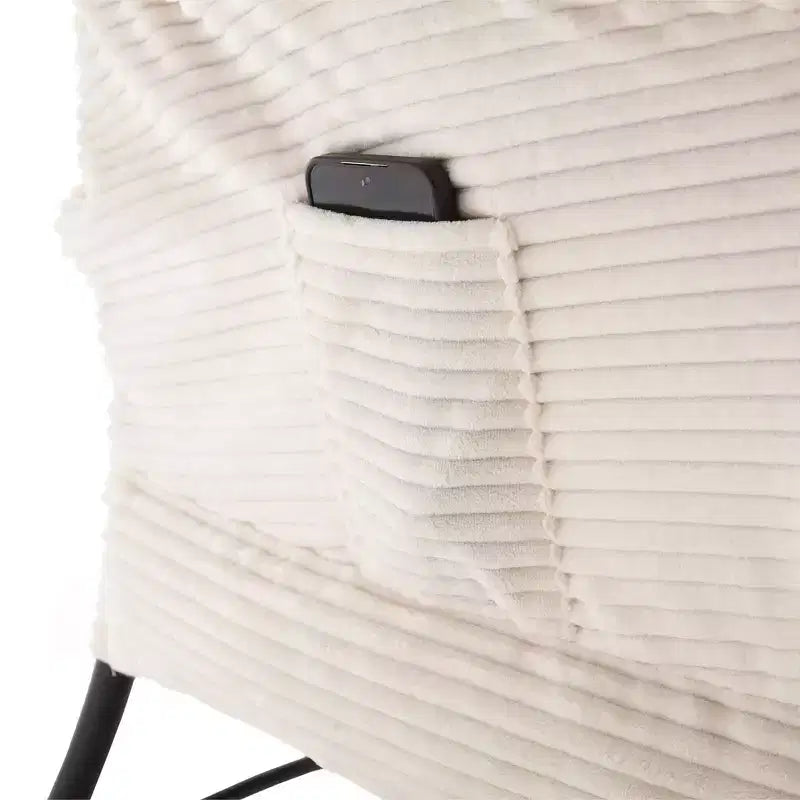 Poltrona reclinabile, Poltrona moderna con pouf, braccioli, tasca laterale, Poltrona relax rivestita in flanella per soggiorno, piccoli spazi
