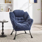 Poltrona reclinabile, Poltrona moderna con pouf, braccioli, tasca laterale, Poltrona relax rivestita in flanella per soggiorno, piccoli spazi