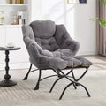 Poltrona reclinabile, Poltrona moderna con pouf, braccioli, tasca laterale, Poltrona relax rivestita in flanella per soggiorno, piccoli spazi