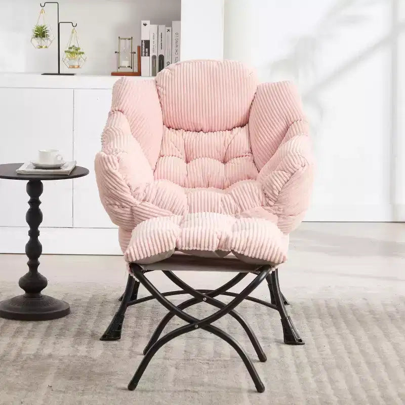 TUYOHW Lazy Chair,Modern Lounge Accent Chair with Ottoman,Armrests,Side Pocket,Flannelette Upholstered Leisure Chair for Living Room,Small Space