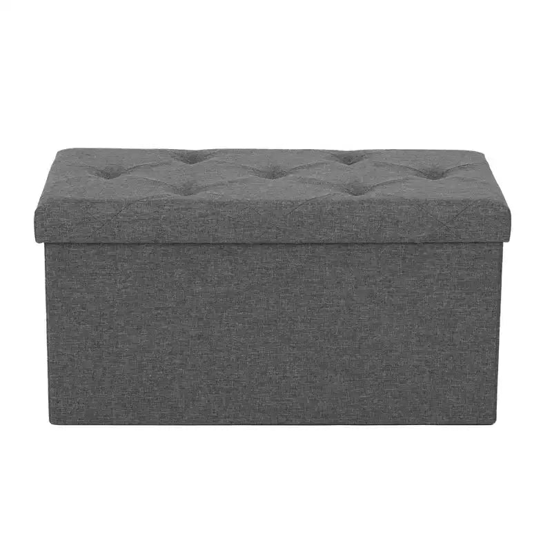 TUYOHW Gray Storage Ottoman,Ottoman with Thicker Foam Padded Seat,Folding Foot Rest Bench for Living Room,End of Bed,Extra Seating and Coffee Table