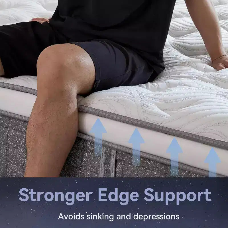 Materasso a media rigidità, materasso da 12 pollici in scatola con memory foam e molle, materasso ibrido per alleviare la pressione, grigio
