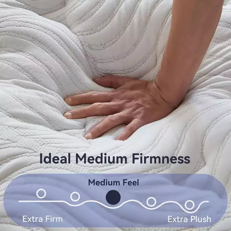 Materasso a media rigidità, materasso da 12 pollici in scatola con memory foam e molle, materasso ibrido per alleviare la pressione, grigio