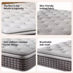 Materasso a media rigidità, materasso da 12 pollici in scatola con memory foam e molle, materasso ibrido per alleviare la pressione, grigio