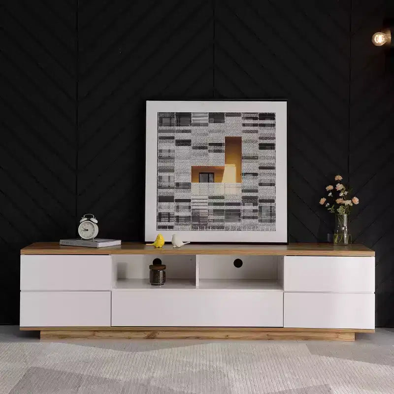 MAYEERTY Modern TV Stand for TVs up to 80, Media Console with Multifunctional Storage, Entertainment Center with Door Rebound Device for Living Room