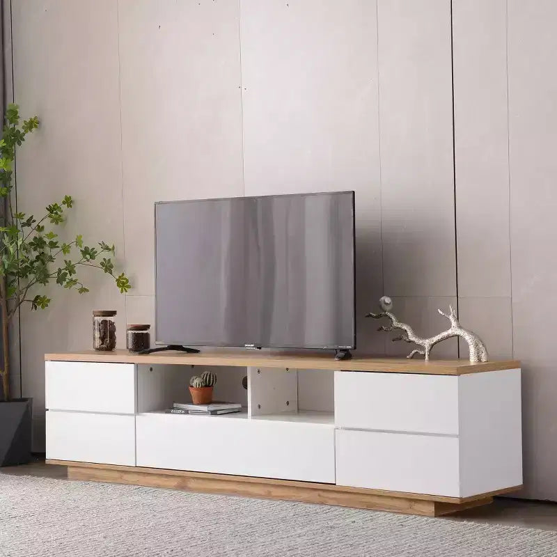 Mobile porta TV moderno per televisori fino a 80 pollici, mobile consolle con contenitore multifunzionale, centro di intrattenimento con dispositivo di rimbalzo della porta per soggiorno