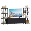 89 Inch TV Stand with 9 Fabric Drawers, Entertainment Center with 2 Industrial 4 Tier Bookcase, TV Media Console Table for Living Room, Bedroom