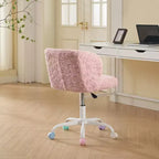 Sedie da Scrivania Girevoli Kawaii per Ragazzi e Adulti, Sedia da Toilette Regolabile in Altezza in Pelliccia Sintetica, Sedia da Computer per Bambini con Base in Metallo da 45-54 cm di Altezza
