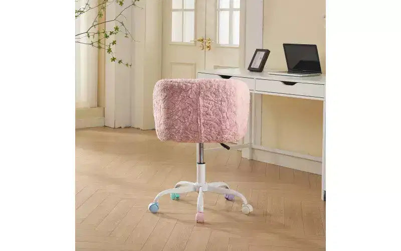 Sedie da Scrivania Girevoli Kawaii per Ragazzi e Adulti, Sedia da Toilette Regolabile in Altezza in Pelliccia Sintetica, Sedia da Computer per Bambini con Base in Metallo da 45-54 cm di Altezza
