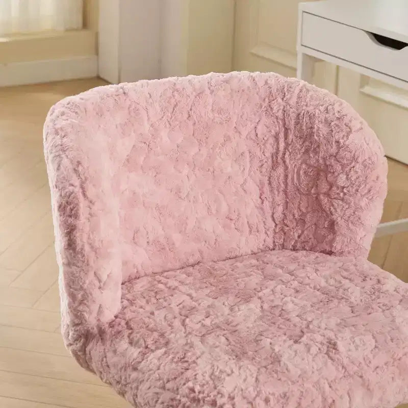 Sedie da Scrivania Girevoli Kawaii per Ragazzi e Adulti, Sedia da Toilette Regolabile in Altezza in Pelliccia Sintetica, Sedia da Computer per Bambini con Base in Metallo da 45-54 cm di Altezza
