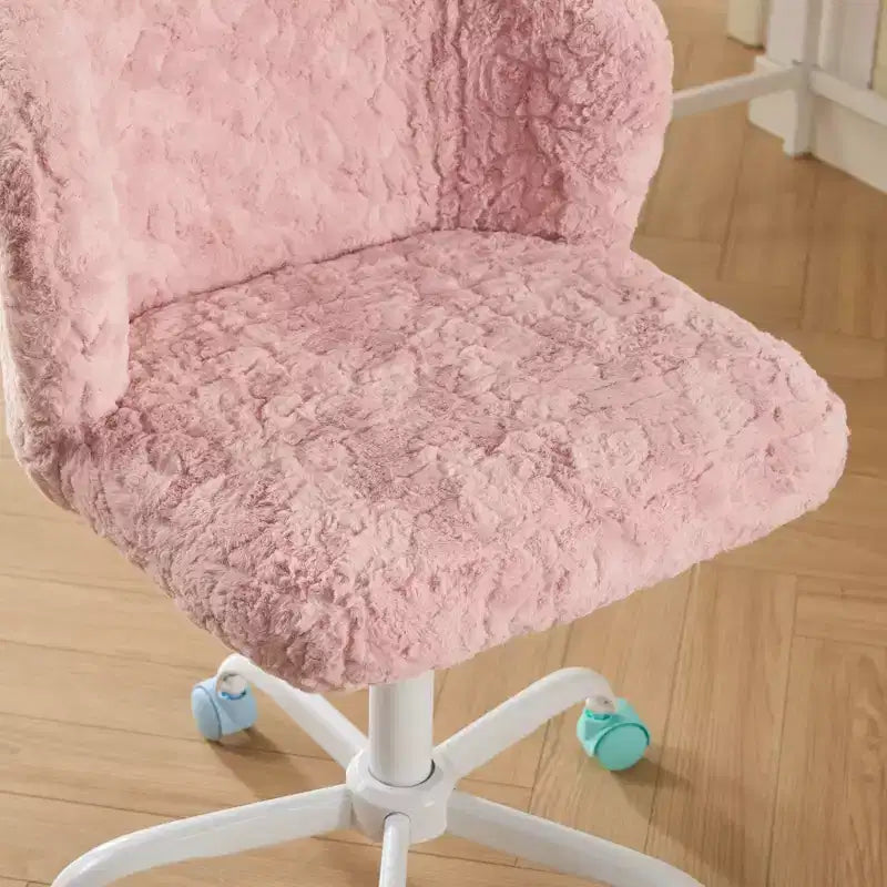 Sedie da Scrivania Girevoli Kawaii per Ragazzi e Adulti, Sedia da Toilette Regolabile in Altezza in Pelliccia Sintetica, Sedia da Computer per Bambini con Base in Metallo da 45-54 cm di Altezza
