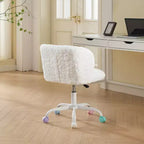 Sedie da Scrivania Girevoli Kawaii per Ragazzi e Adulti, Sedia da Toilette Regolabile in Altezza in Pelliccia Sintetica, Sedia da Computer per Bambini con Base in Metallo da 45-54 cm di Altezza