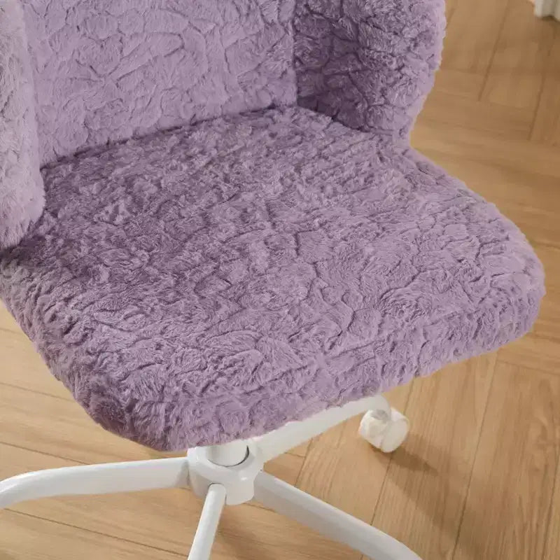 Sedie da Scrivania Girevoli Kawaii per Ragazzi e Adulti, Sedia da Toilette Regolabile in Altezza in Pelliccia Sintetica, Sedia da Computer per Bambini con Base in Metallo da 45-54 cm di Altezza