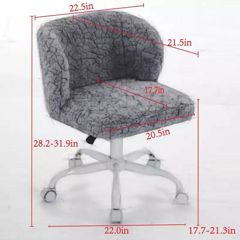 Sedie da Scrivania Girevoli Kawaii per Ragazzi e Adulti, Sedia da Toilette Regolabile in Altezza in Pelliccia Sintetica, Sedia da Computer per Bambini con Base in Metallo da 45-54 cm di Altezza