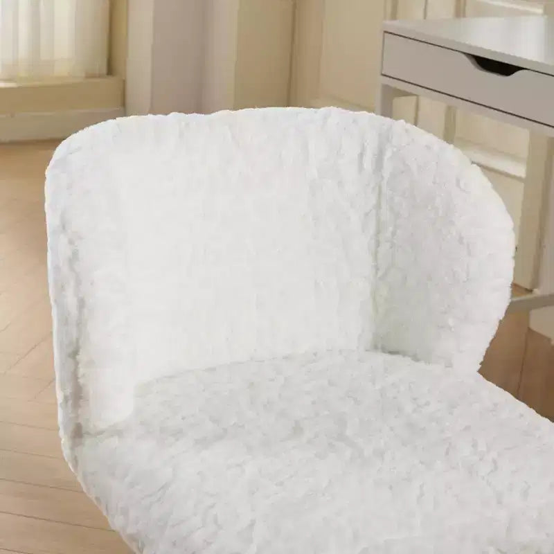 Sedie da Scrivania Girevoli Kawaii per Ragazzi e Adulti, Sedia da Toilette Regolabile in Altezza in Pelliccia Sintetica, Sedia da Computer per Bambini con Base in Metallo da 45-54 cm di Altezza