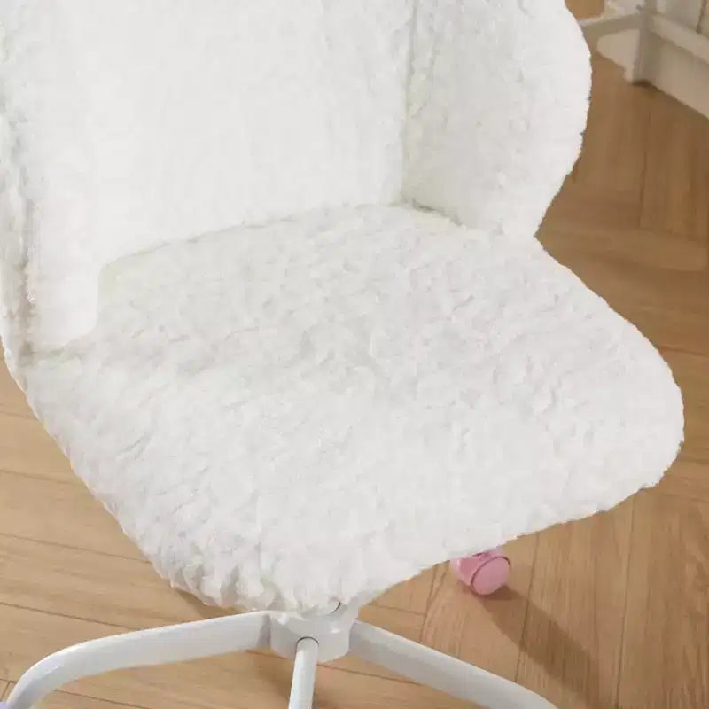 Sedie da Scrivania Girevoli Kawaii per Ragazzi e Adulti, Sedia da Toilette Regolabile in Altezza in Pelliccia Sintetica, Sedia da Computer per Bambini con Base in Metallo da 45-54 cm di Altezza