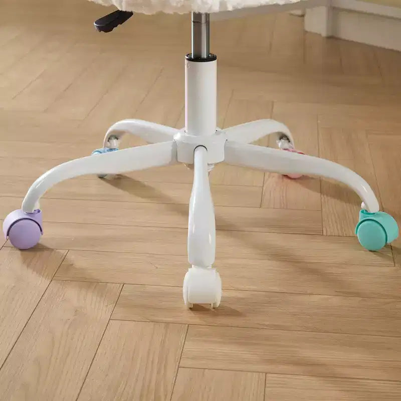 Sedie da Scrivania Girevoli Kawaii per Ragazzi e Adulti, Sedia da Toilette Regolabile in Altezza in Pelliccia Sintetica, Sedia da Computer per Bambini con Base in Metallo da 45-54 cm di Altezza