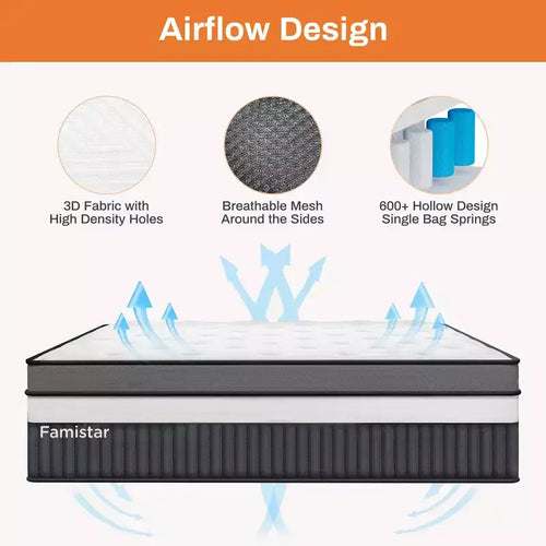 14inch Queen Mattress, Memory Foam Mattress, Bed in a Box, Medium Firm, Zoned Pressure Relief, Certified Safe Foams & Fabric, Breathable & Cooling