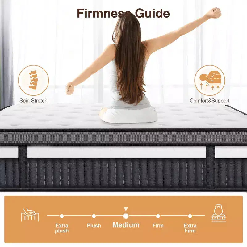 Materasso matrimoniale da 14 pollici, Materasso in Memory Foam, Materasso in scatola, Durezza media, Sollievo dalla pressione a zone, Schiume e tessuto certificati sicuri, Traspirante e rinfrescante