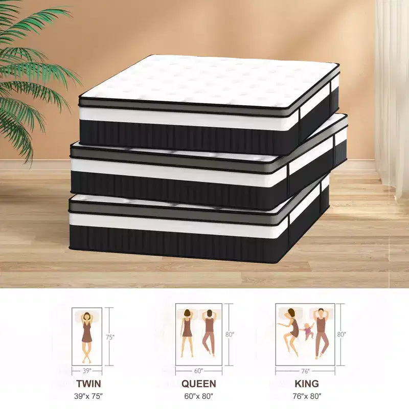 Materasso matrimoniale da 14 pollici, Materasso in Memory Foam, Materasso in scatola, Durezza media, Sollievo dalla pressione a zone, Schiume e tessuto certificati sicuri, Traspirante e rinfrescante