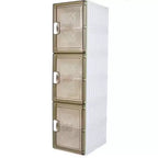 3 PCS Shoe Organizer, Clear Plastic Stackable Shoe Organizer for Closet, Clear Plastic Stackable Shoe Box for Entryway Space Saving Collapsible