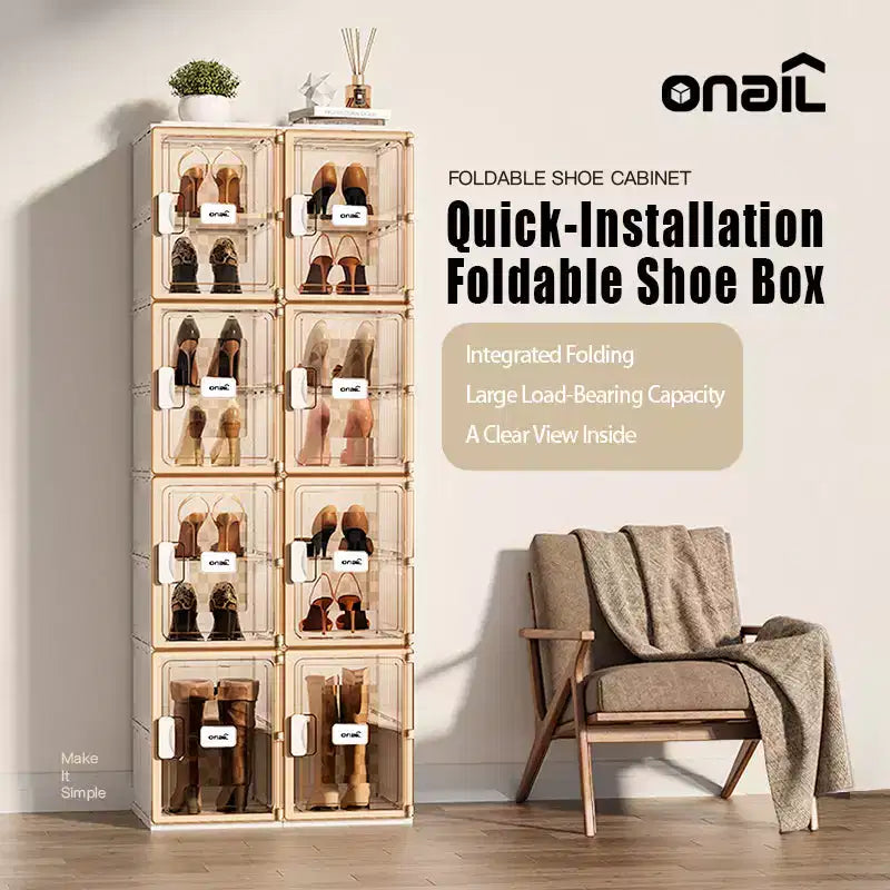 Organizzatore per scarpe da 3 pezzi, Organizzatore per scarpe impilabile in plastica trasparente per armadio, Scatola per scarpe impilabile in plastica trasparente per ingresso salvaspazio pieghevole