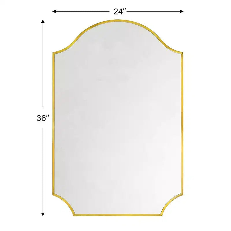 Specchio Airius smerlato oro spazzolato 24x36, specchio da parete ad arco in acciaio inossidabile con finitura galvanizzata, per mobiletto bagno, soggiorno