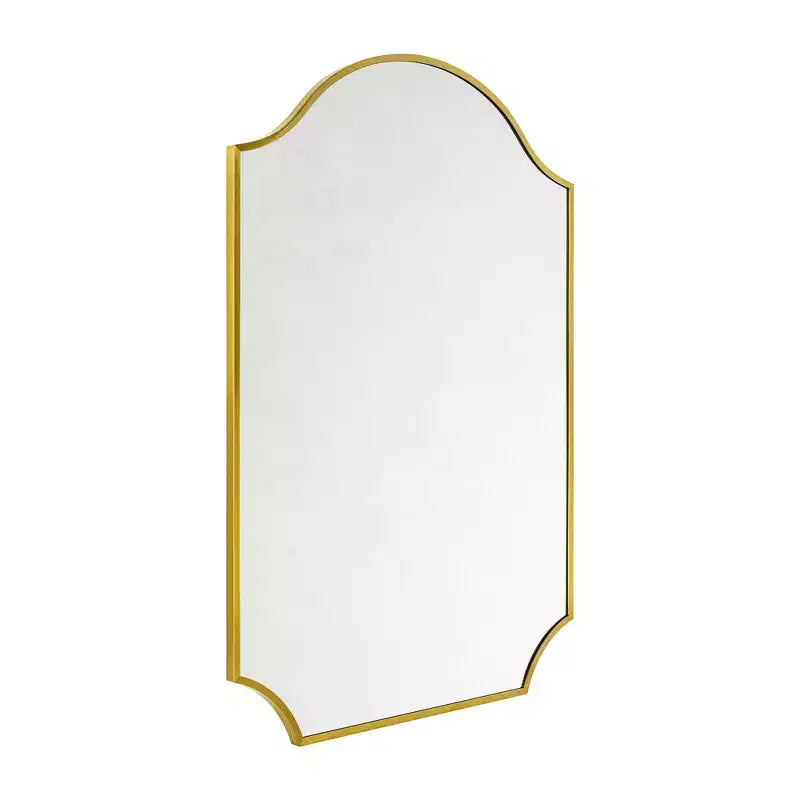 Specchio Airius smerlato oro spazzolato 24x36, specchio da parete ad arco in acciaio inossidabile con finitura galvanizzata, per mobiletto bagno, soggiorno