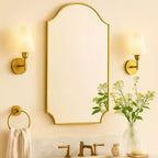 Specchio Airius smerlato oro spazzolato 24x36, specchio da parete ad arco in acciaio inossidabile con finitura galvanizzata, per mobiletto bagno, soggiorno