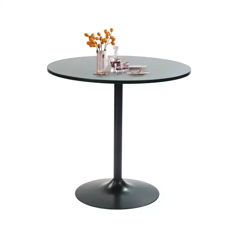 FurnitureR 31.5 Round Dining Table with Metal Pedestal Base, Modern Small Bistro Table for Kitchen, Dining Room & Caf Spaces