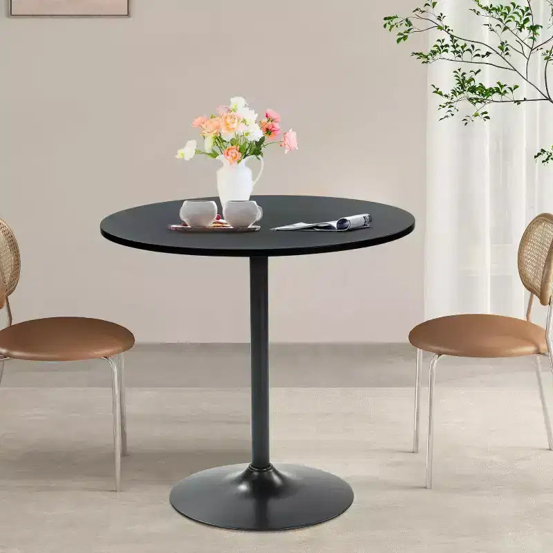 Tavolo da pranzo rotondo da 31,5" con base a piedistallo in metallo, tavolino moderno da bistrò per cucina, sala da pranzo e caffetteria
