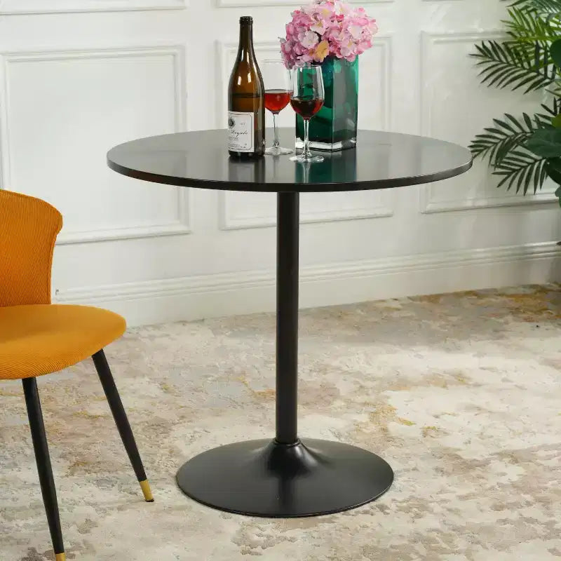 Tavolo da pranzo rotondo da 31,5" con base a piedistallo in metallo, tavolino moderno da bistrò per cucina, sala da pranzo e caffetteria