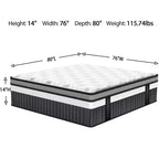 Materasso King in Memory Foam, Materasso King Size da 14 pollici in Scatola, Medio-Rigido per Sollievo dalla Pressione e Sonno Confortevole, Senza Fibra di Vetro, Sollievo dalla Pressione a Zone