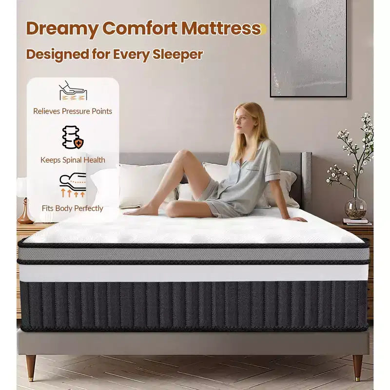 Materasso King in Memory Foam, Materasso King Size da 14 pollici in Scatola, Medio-Rigido per Sollievo dalla Pressione e Sonno Confortevole, Senza Fibra di Vetro, Sollievo dalla Pressione a Zone