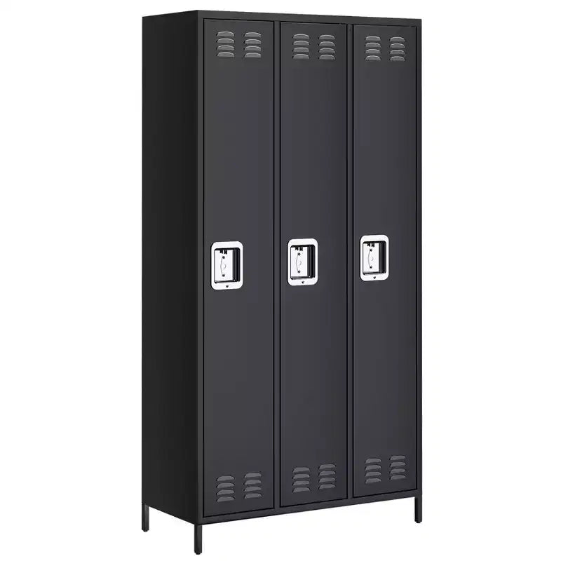3-Door Metal Locker with Lock, 71H Metal lockers for Employees, Multi-Use Storage Locker for Employees, School, Office, Gym, Home