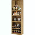 Lantine 86.6 Tall Wine Bar Cabinet with Stripe Light, Farmhouse Home Bar Liquor Cabinet with Wine Racks for Kitchen, Dining Room