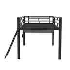 Letto a Soppalco Twin Gaming con Scrivania e Luci LED, Letto a Soppalco Centrale in Metallo Nero con Contenitore per Bambini e Ragazzi, Design Ispirato agli eSport