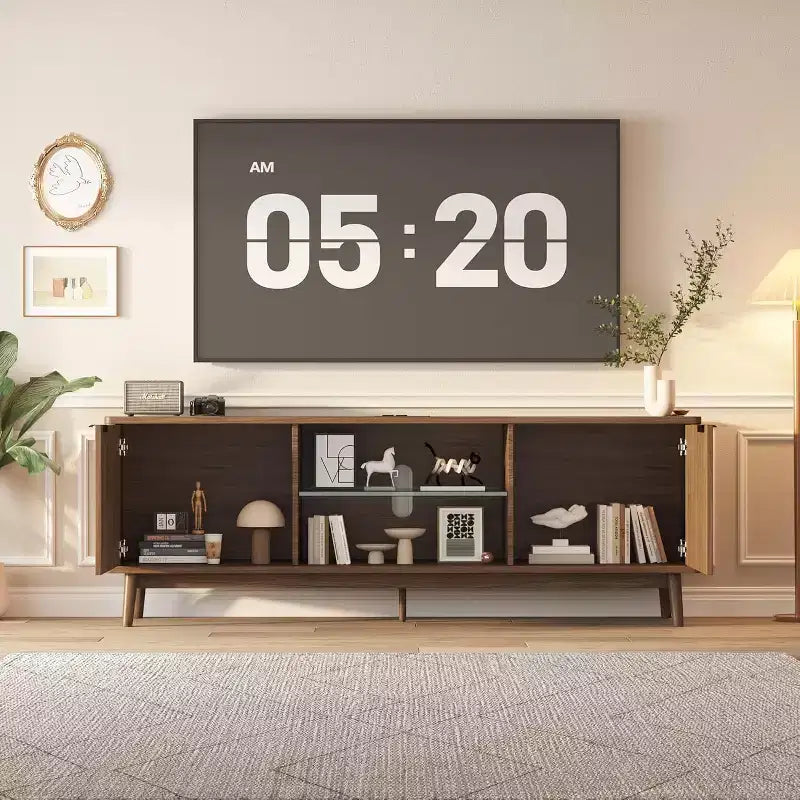 Mobile TV da 63'', Centro Intrattenimento con Ripiano Regolabile, Console TV Moderna per Soggiorno, Ufficio