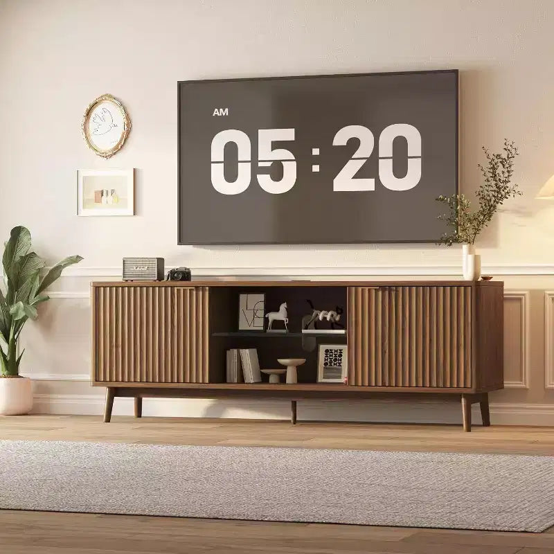 Mobile TV da 63'', Centro Intrattenimento con Ripiano Regolabile, Console TV Moderna per Soggiorno, Ufficio