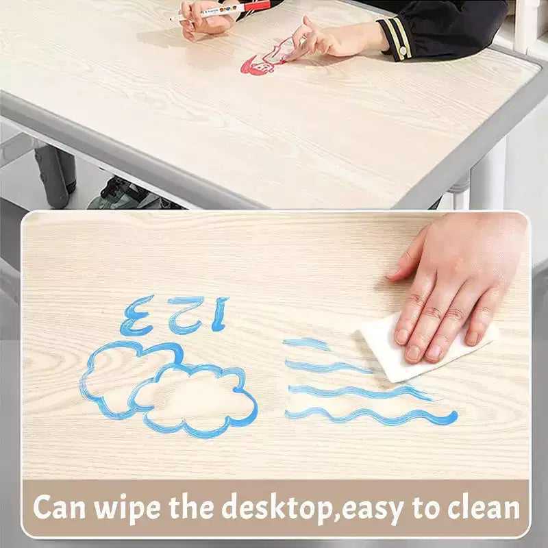 Set Tavolo e 6 Sedie per Bambini, Altezza Regolabile, Sicuro, Design Facile da Pulire per Camera dei Bambini o Sala Giochi