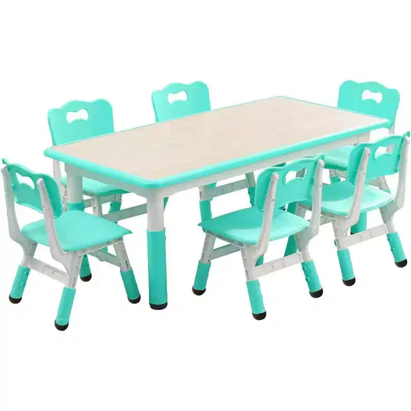 Set Tavolo e 6 Sedie per Bambini, Altezza Regolabile, Sicuro, Design Facile da Pulire per Camera dei Bambini o Sala Giochi