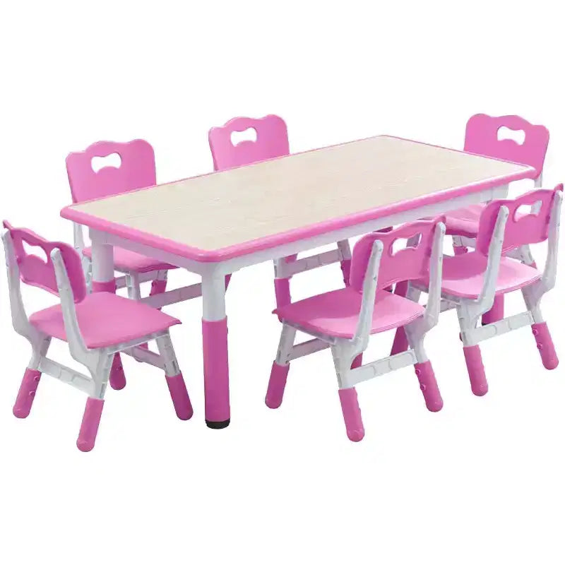 Set Tavolo e 6 Sedie per Bambini, Altezza Regolabile, Sicuro, Design Facile da Pulire per Camera dei Bambini o Sala Giochi
